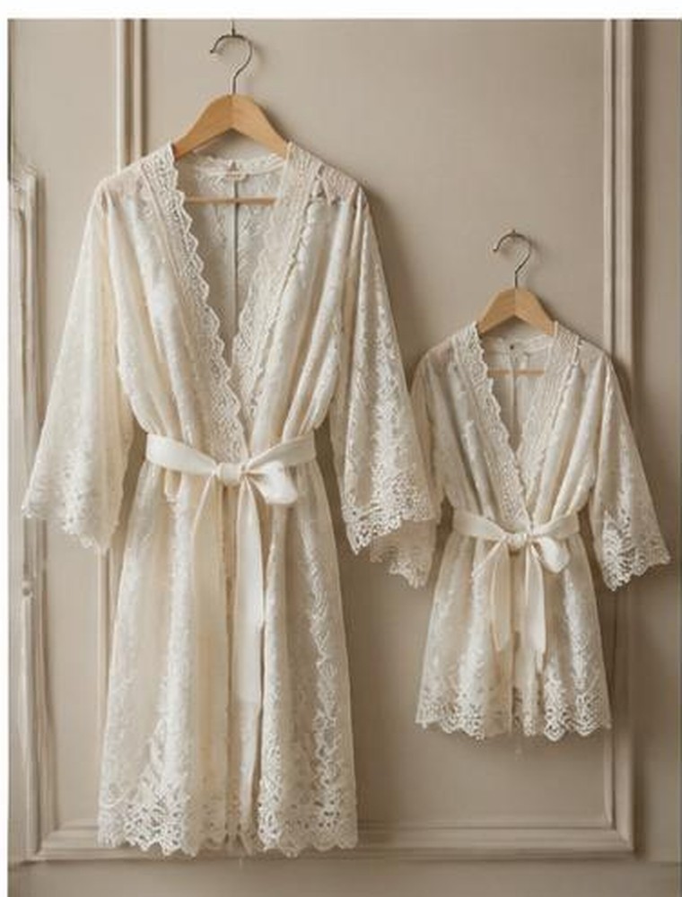 Matching mother and baby lace robe