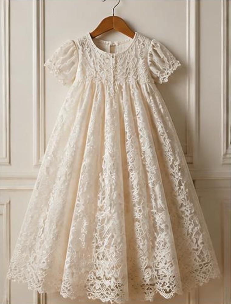 Newborn lace christening gown